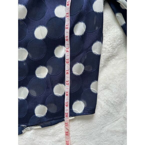 Zara EUC Semi Sheer Polkadot Navy White Ruffled Blouse Size XS - Picture 13 of 13